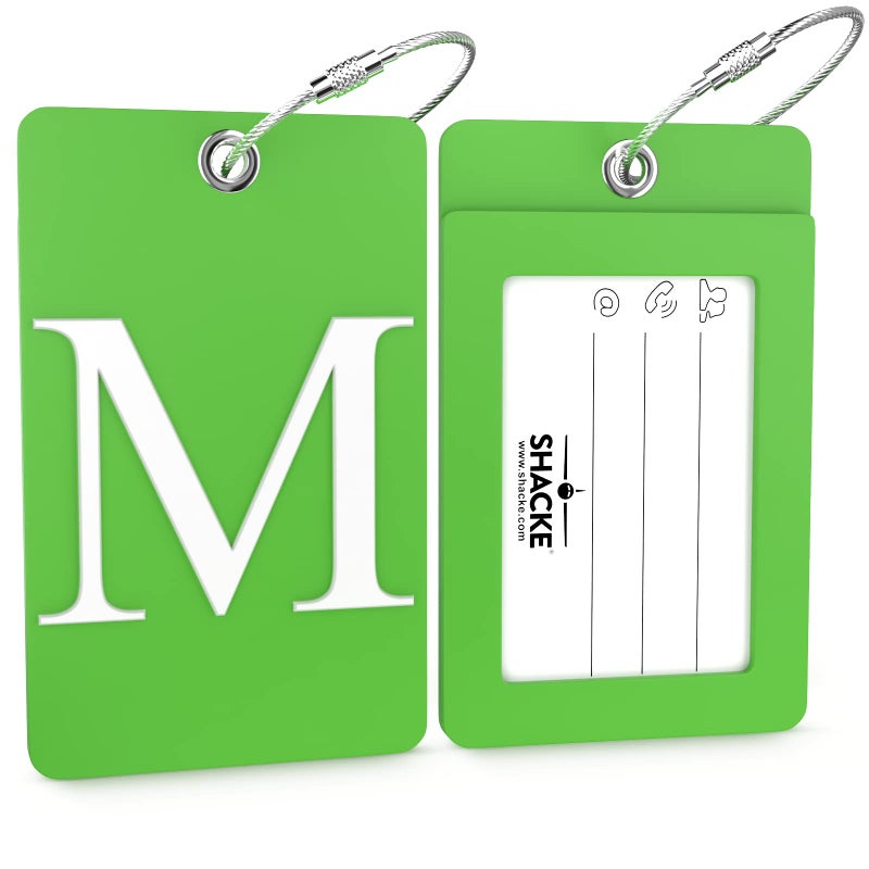 Shacke Luggage Tag Initial â€“ Fully Bendable Tag w/Stainless Steel Loop (Letter M) - Image 2